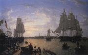 Robert Salmon The Boston Harbor from Constitution Wharf USA oil painting artist